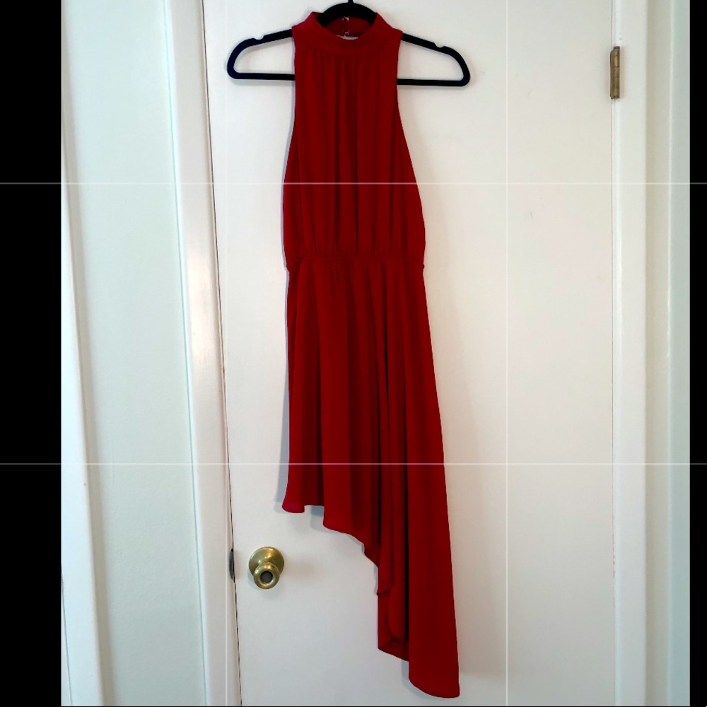 Express Asymmetrical High Neck, Open Back Dress